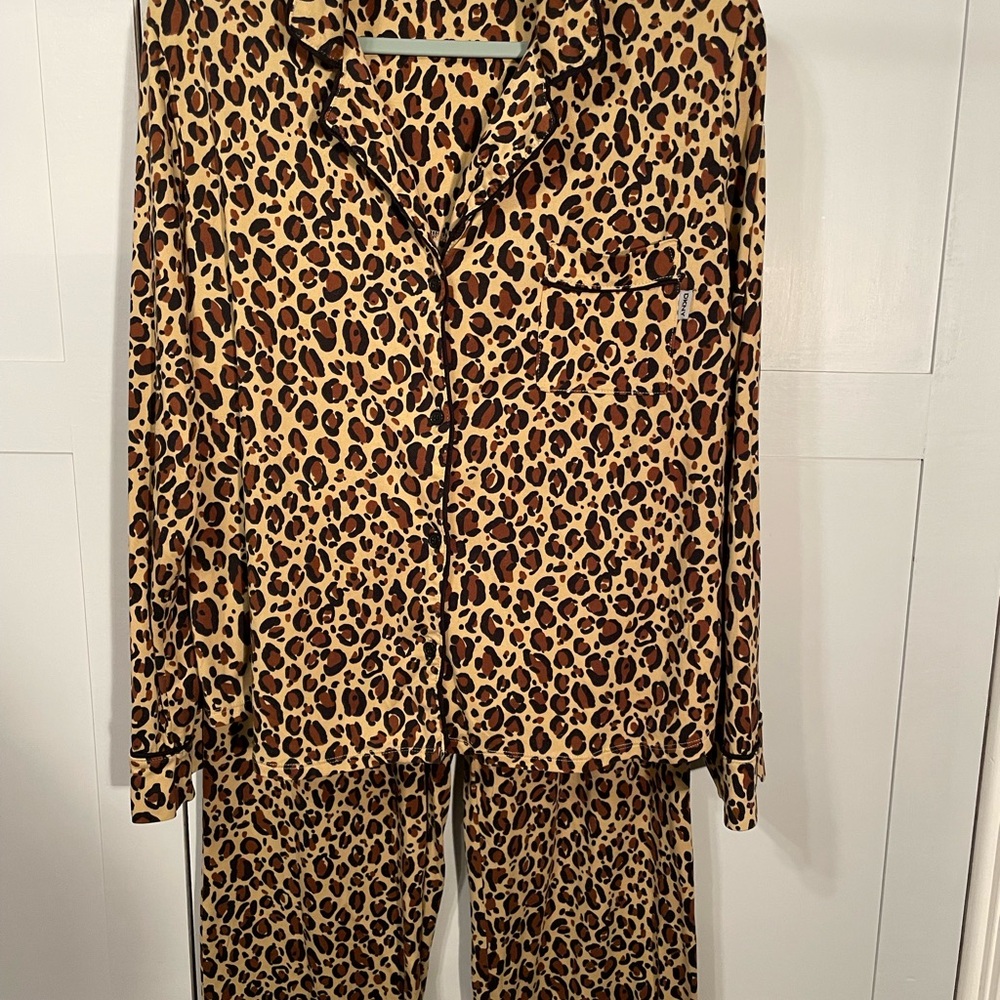 DKNY Animal Print Pajama Set - Tan and Black